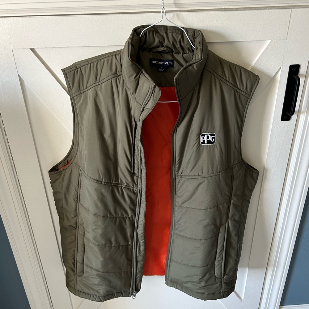 Olive green puffer vest
